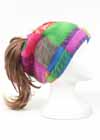 Custom Fleece Drawstring Ponytail Hat Patchwork